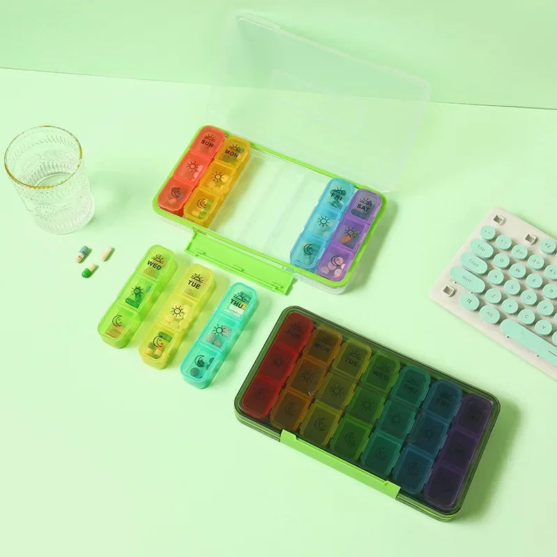 1 Set Pill Box 7 Days Medicine Storage Box 21 Grids 3 Times One Day Portable Travel Weekly Pill Organizer Medicine Organizer