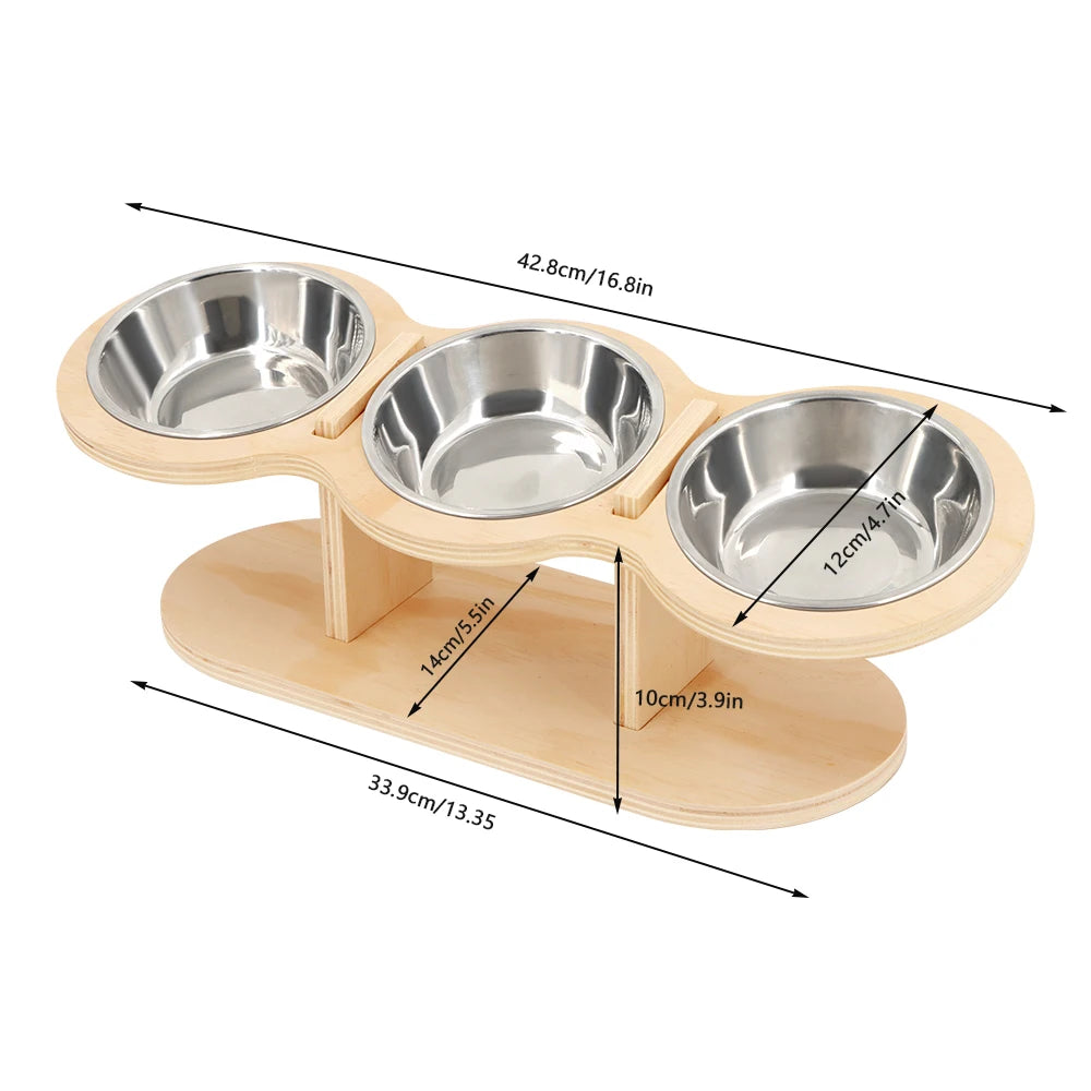 PETRAVEL Cat 3 In 1 Feeder With Tilted Stainless Bowls