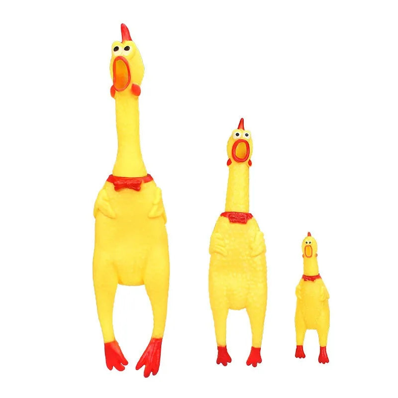 DKSTINYE Squeaky Screaming Chicken Dog Toy Rubber Chew Squeaker