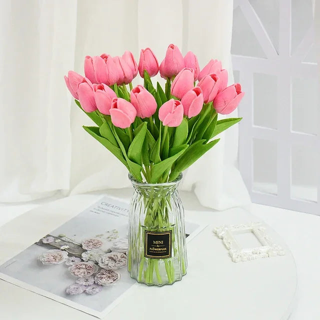 YONGSNOW Tulip Artificial Flowers Real Touch Wedding Bouquet
