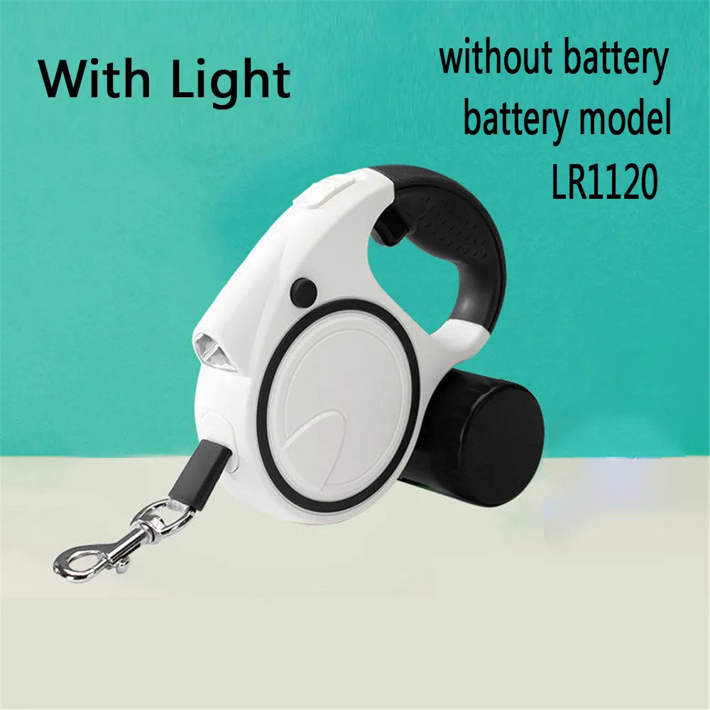 Retractable Dog Leash With Led Lights 5M Nylon Garbage Bag