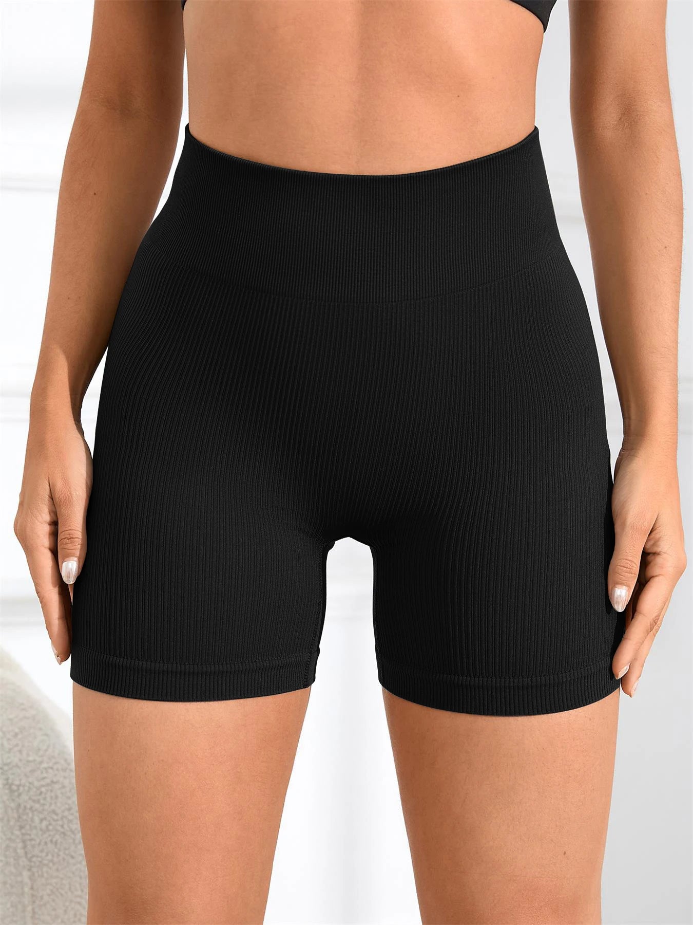 Womens High Waist Sports Shorts and Seamless Yoga Leggings Set