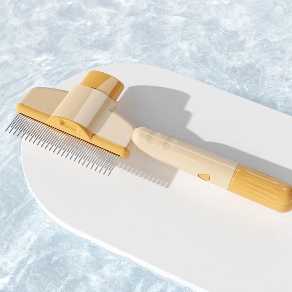 Mojoyce Stainless Steel Cat Comb One Button Pet Grooming Brush