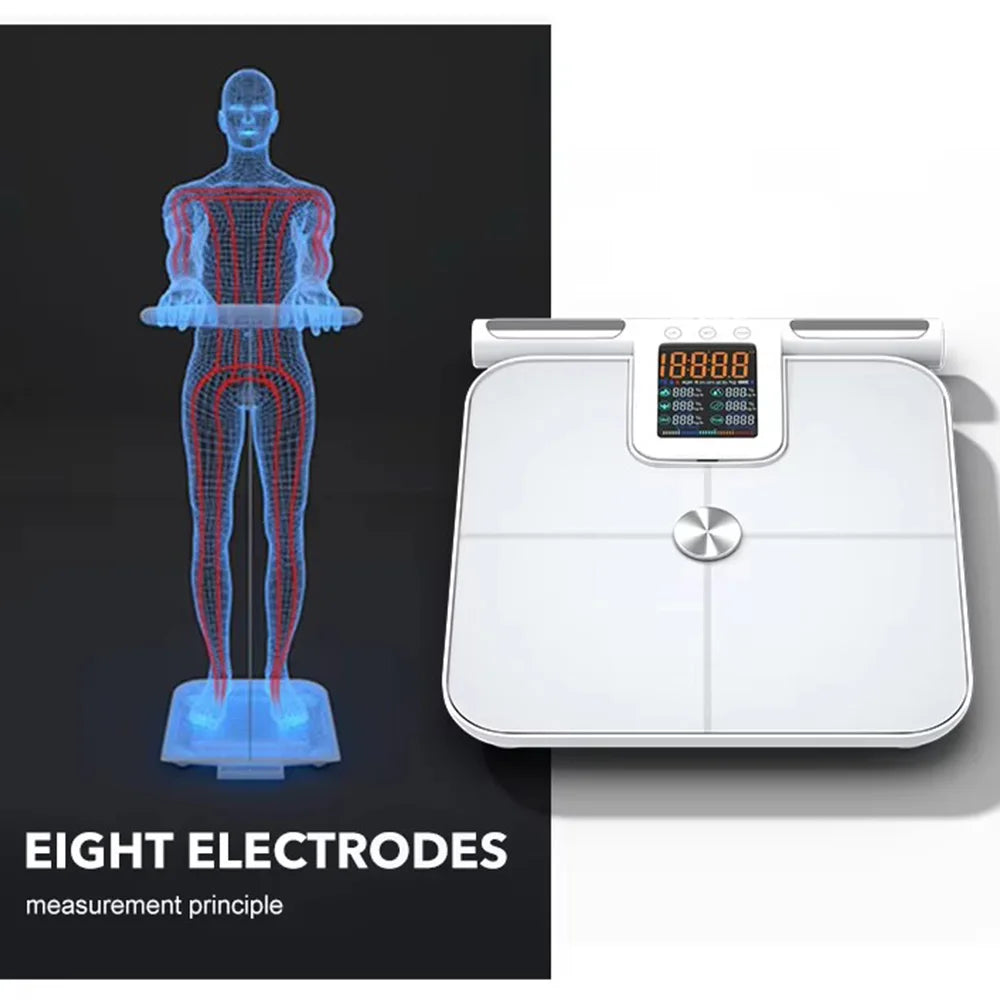 8-Electrode Smart Scale Full Body Composition Analyzer With App Sync