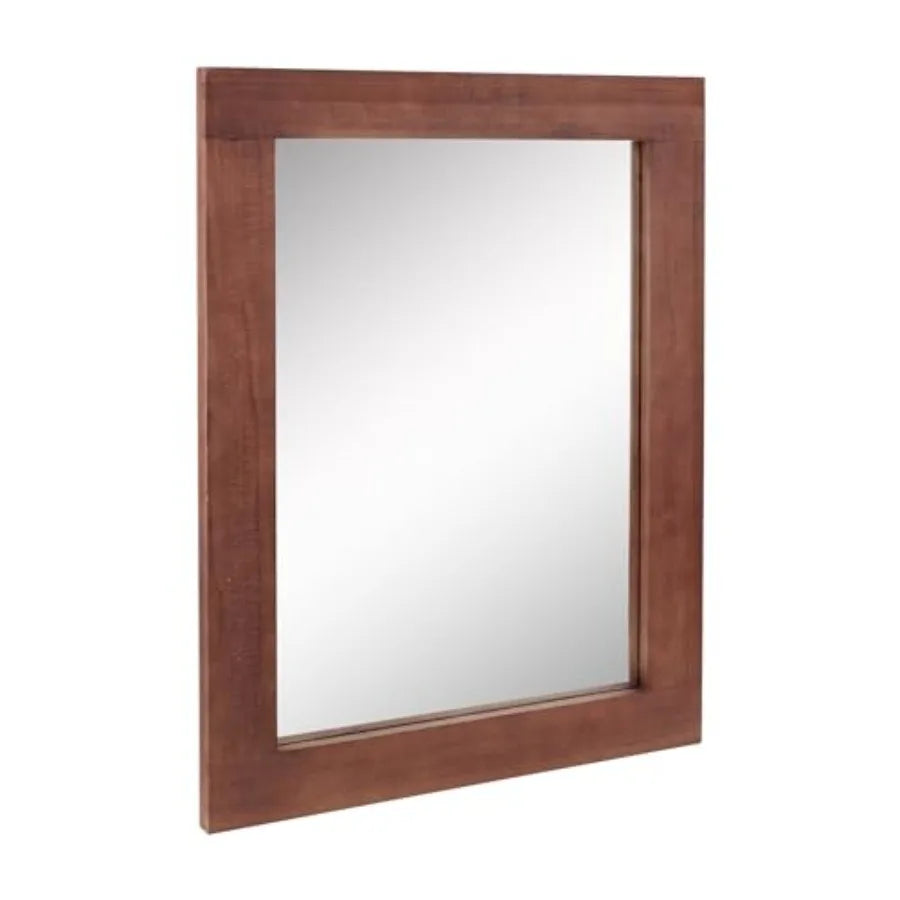 Natural Wood Frame Wall Mirror With Hanging Brackets Rustic Decor