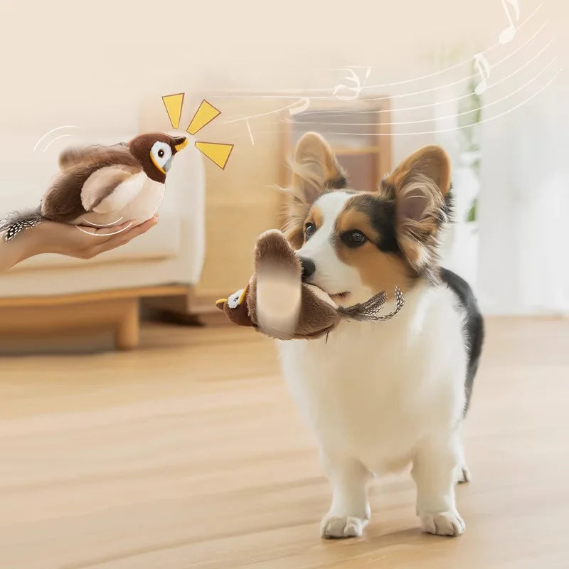 Bird Shaped Interactive Cat Toy Rechargeable Chirping Flapping Plush