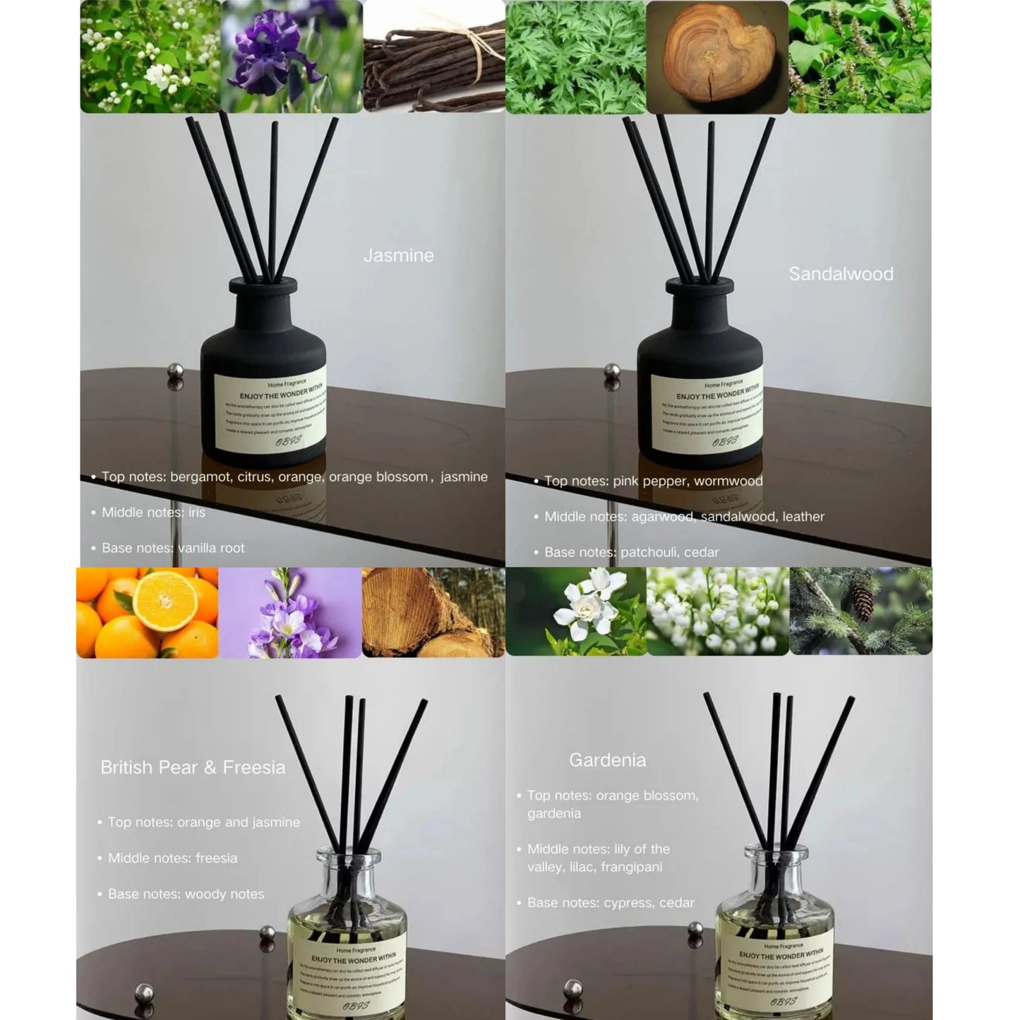 Flameless Freesia Jasmine Reed Diffuser For Home Fragrance