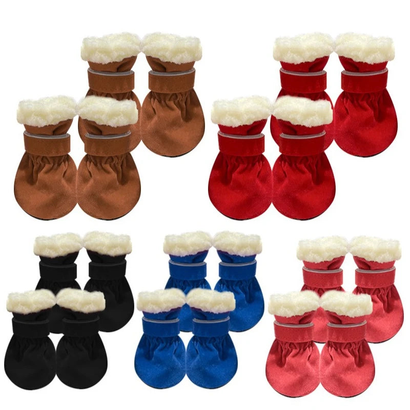 NONECN Winter Waterproof Dog Boots 4 Pack Non Slip Pet Shoes For Dogs