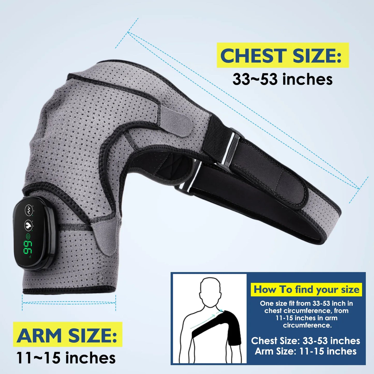 PASTSKY Electric Heating Shoulder Brace With LED Display Vibration Massage