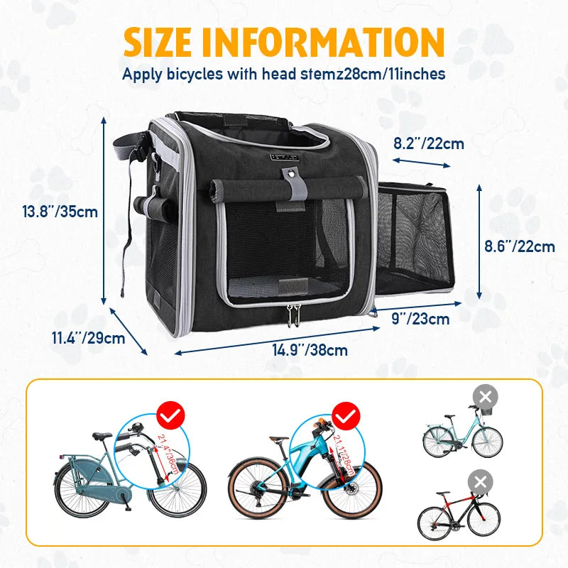 Foldable Expandable Soft Sided Pet Carrier Backpack For Bike Travel