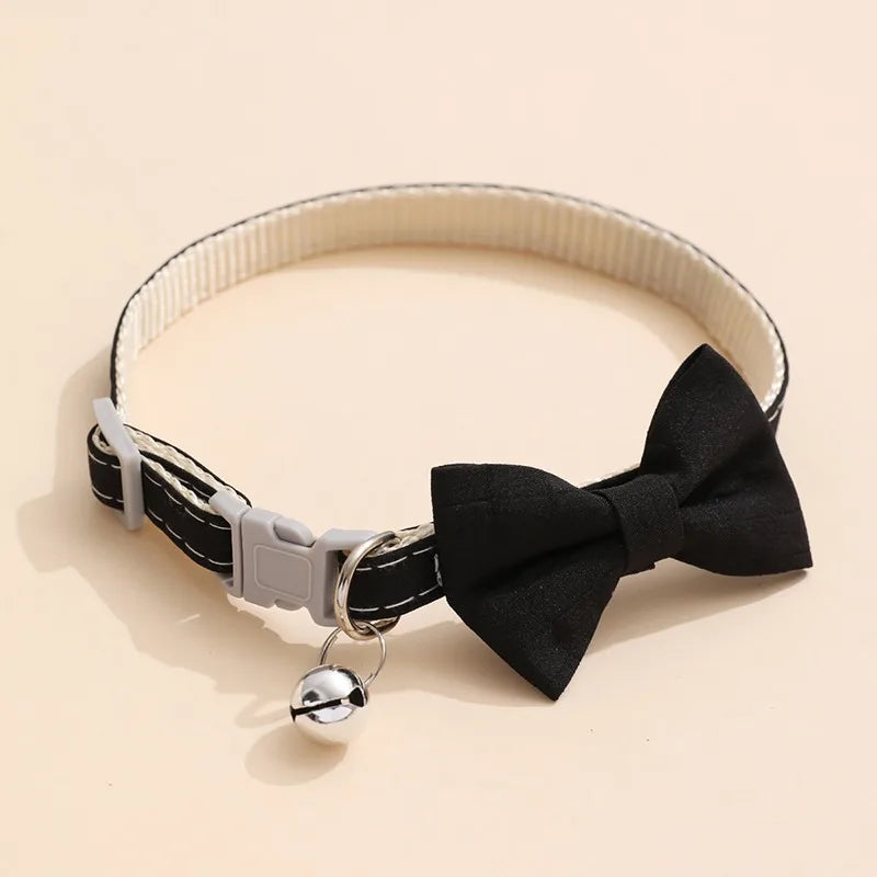 Cat Bow Bell Collar Adjustable Velvet Pet Accessory For Cats