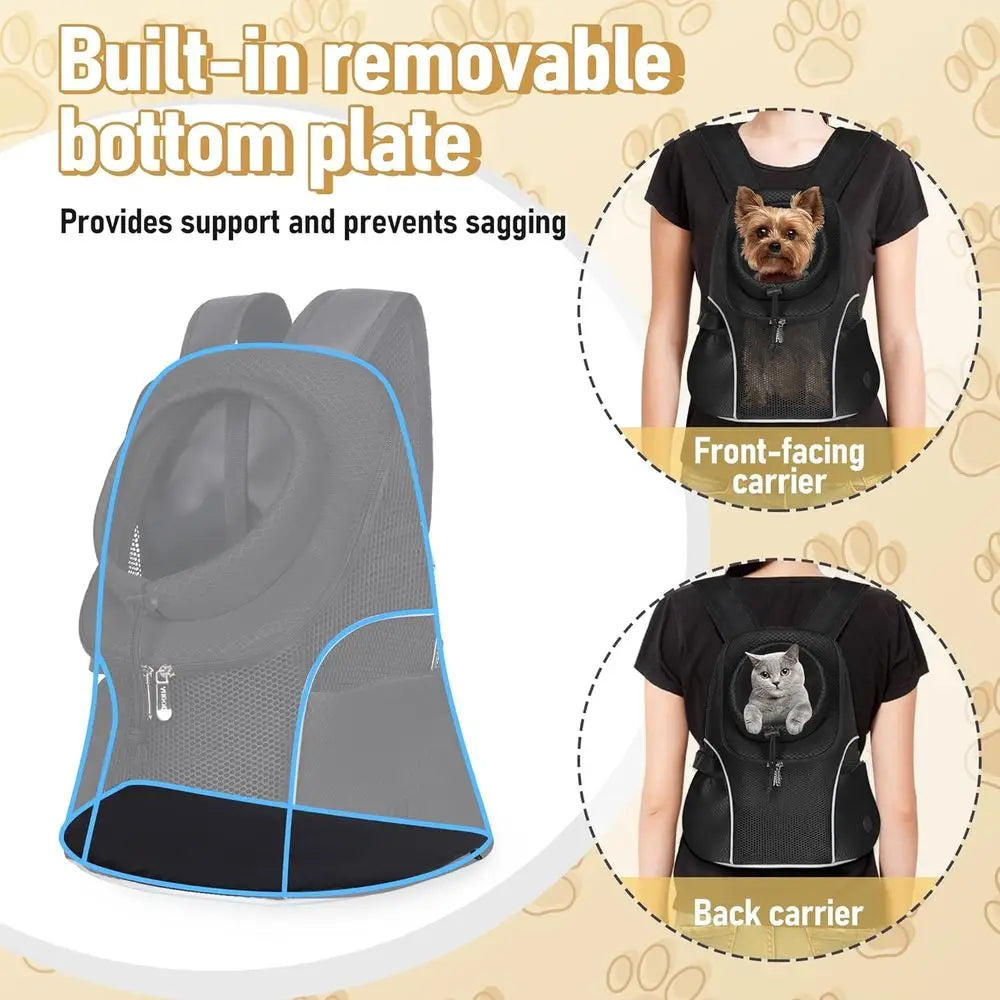 Pet Dog Carrier Backpack Front Ventilated Mesh For Travel