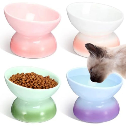 Elevated Tilt Cat Food Bowls For Anti Vomiting Protection