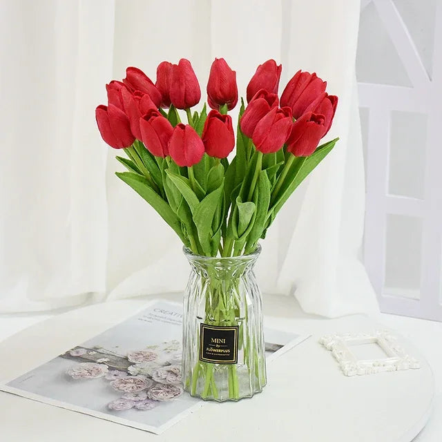 YONGSNOW Tulip Artificial Flowers Real Touch Wedding Bouquet