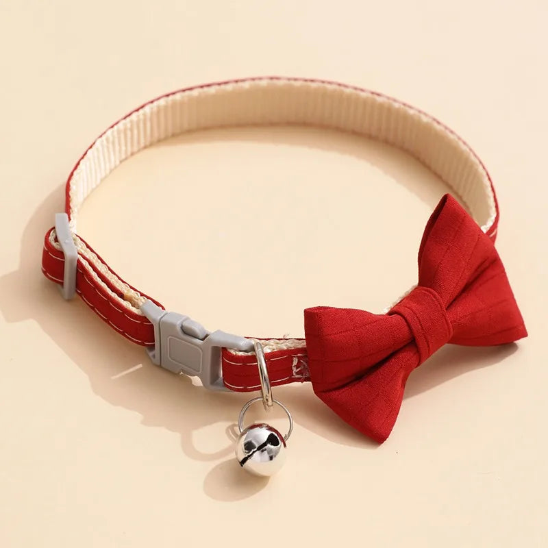 Cat Bow Bell Collar Adjustable Velvet Pet Accessory For Cats
