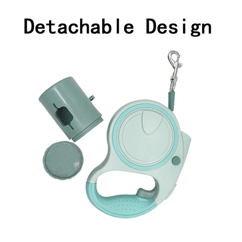 Retractable Dog Leash With Led Lights 5M Nylon Garbage Bag