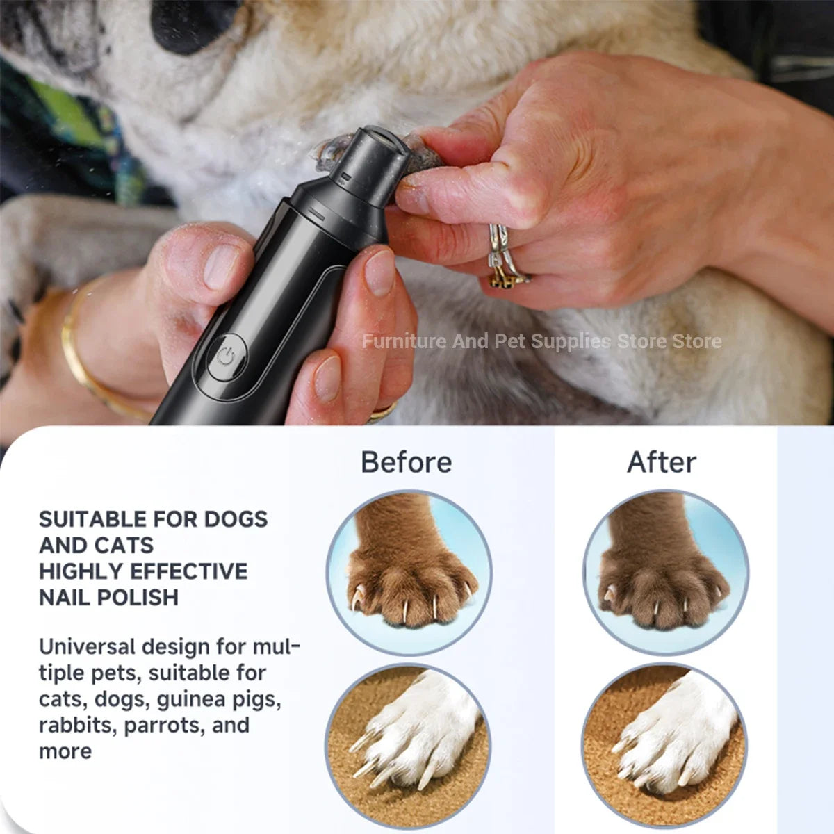 Electric Dog Nail Grinder USB Rechargeable Pet Nail Trimmers Painless