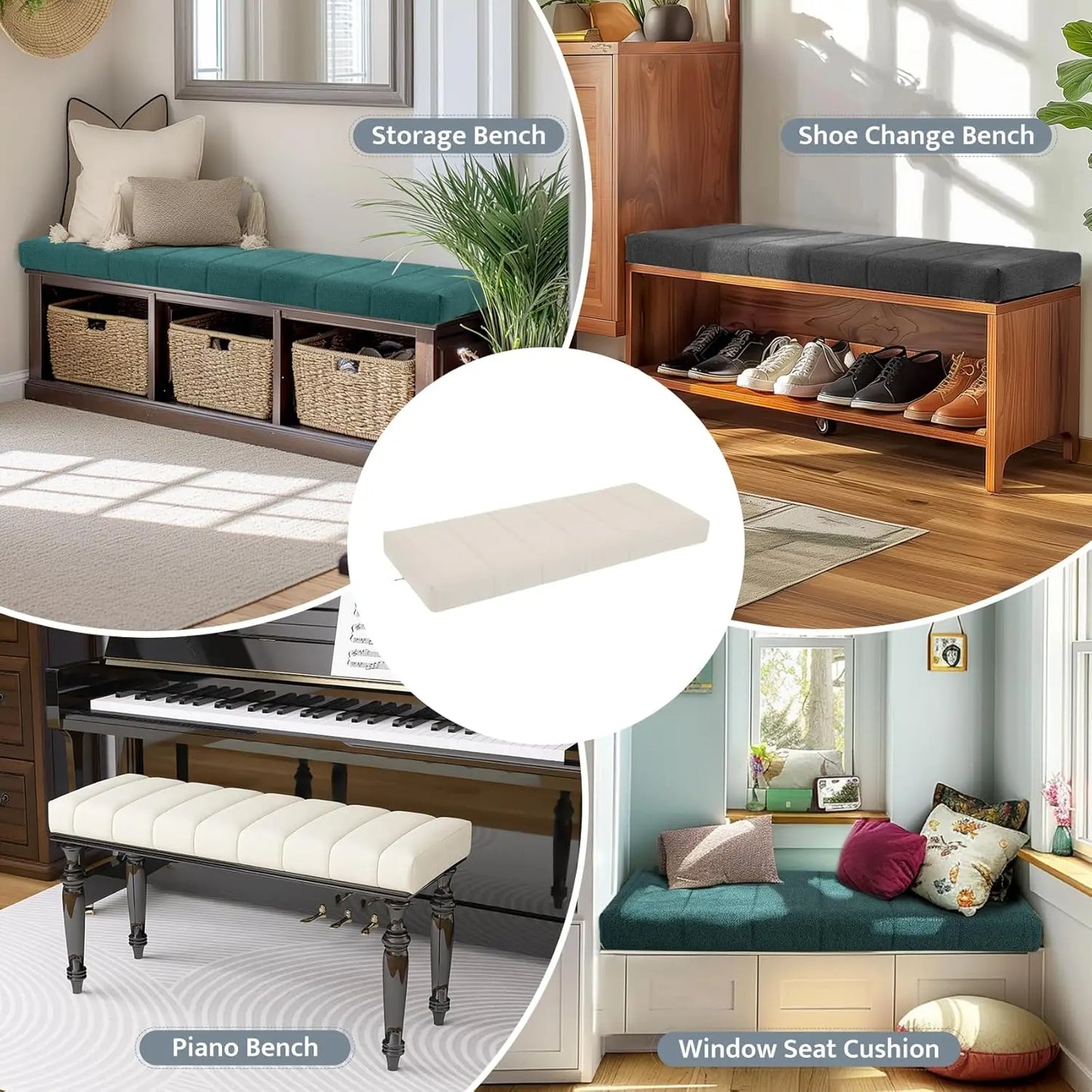 Custom 6cm Long Bench Cushions Teddy velvet Bay Window Chair Seat Long Mattress Padding Seat Pad Decorative Pads Swings