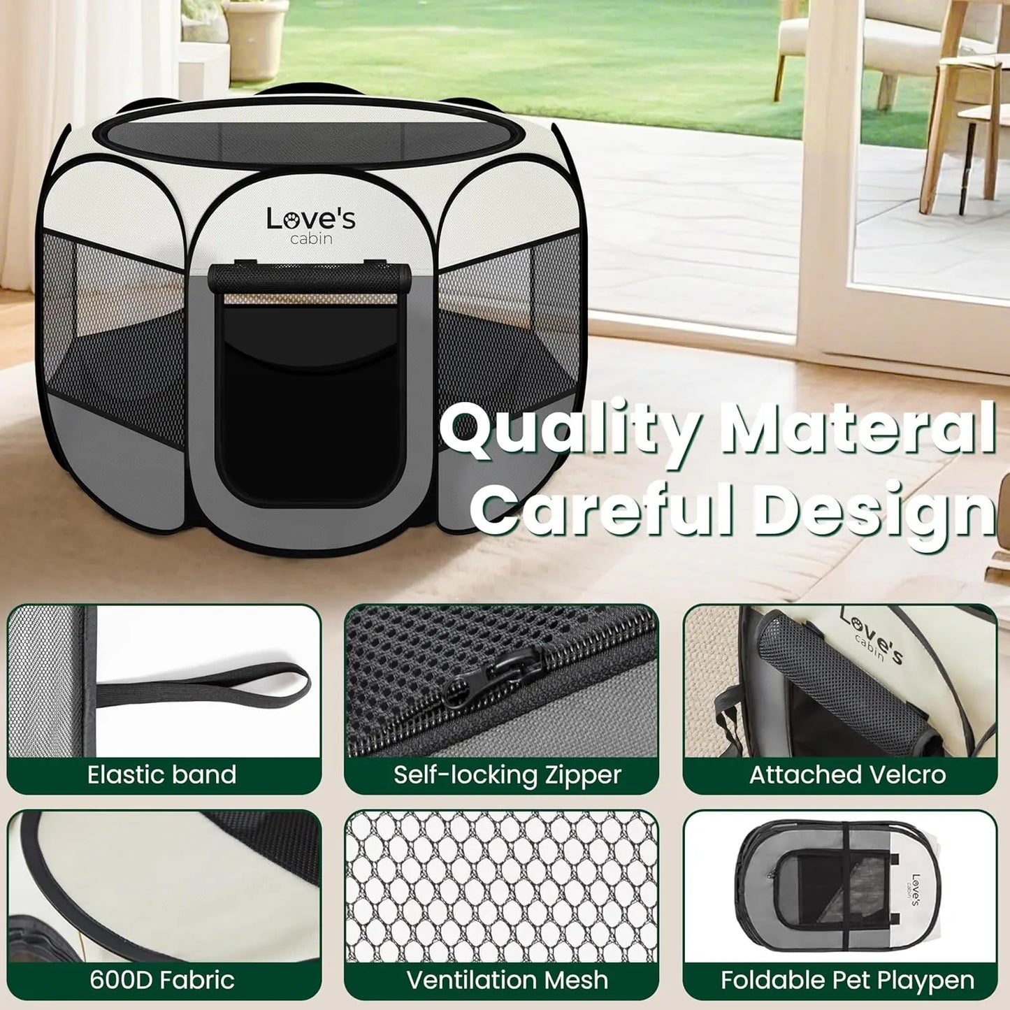 Portable Pet Playpen Foldable Dog Tent Cage Indoor Outdoor Use