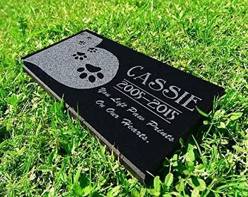 Personalized Pet Grave Marker Heart Paw Memorial Stone Engraved