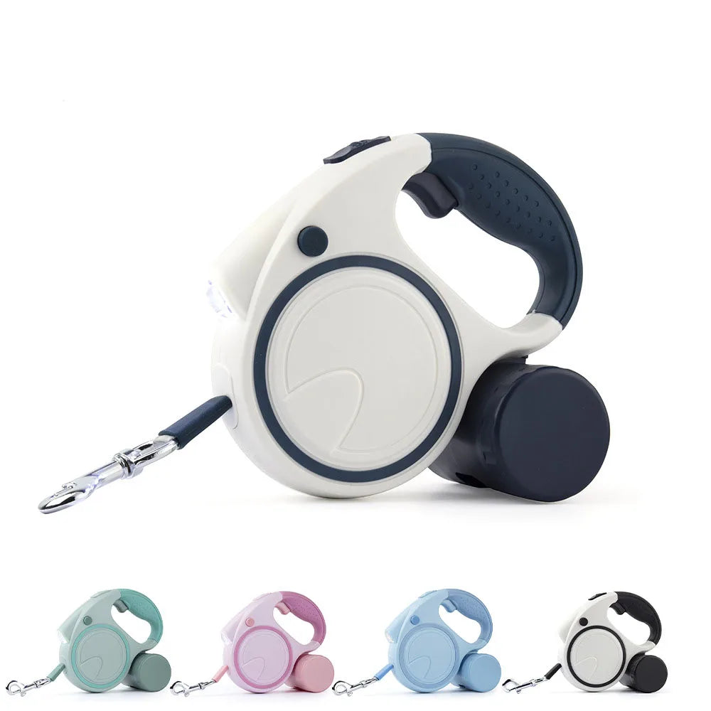 Retractable Dog Leash With Led Lights 5M Nylon Garbage Bag