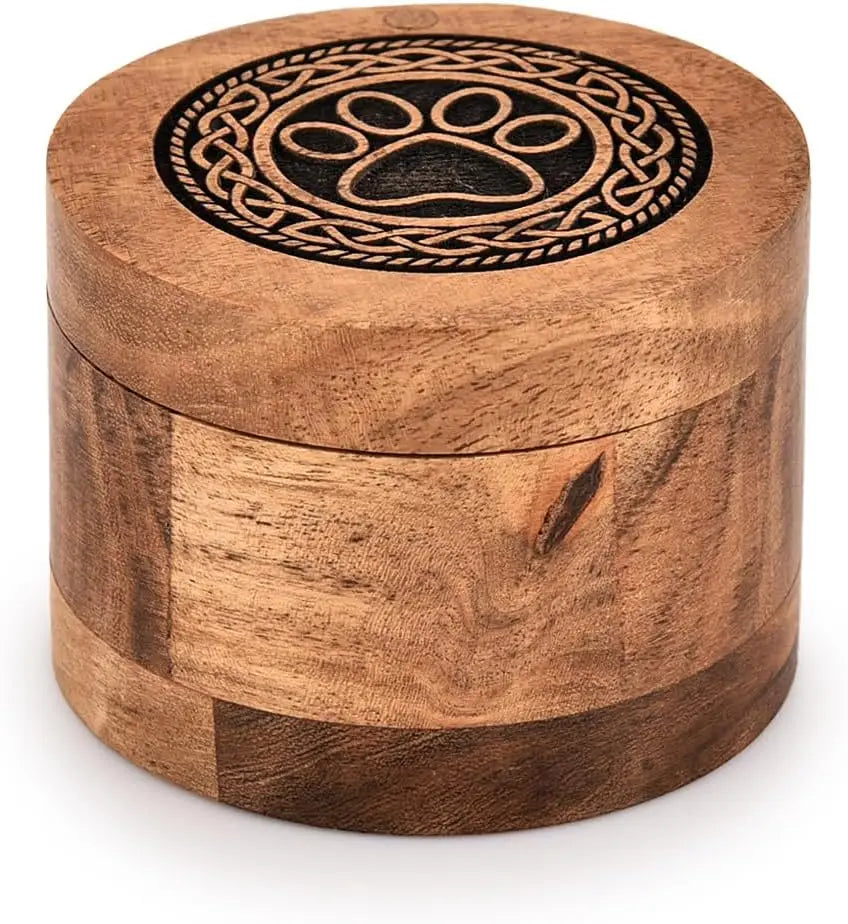 Wooden Pet Memorial Urn Keepsake Box for Cats and Dogs
