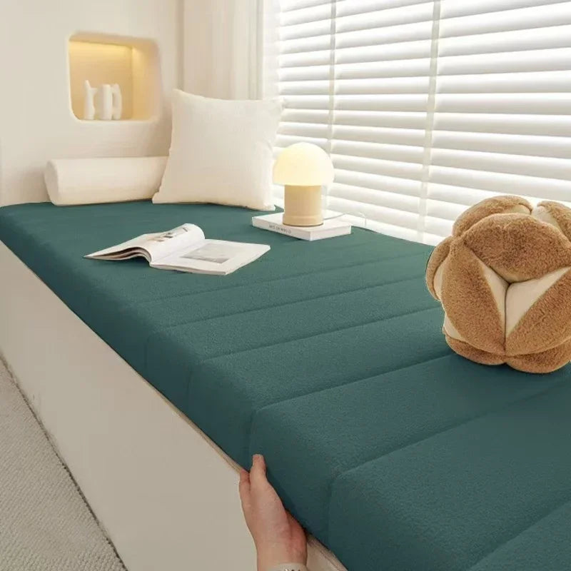 Custom 6cm Long Bench Cushions Teddy velvet Bay Window Chair Seat Long Mattress Padding Seat Pad Decorative Pads Swings