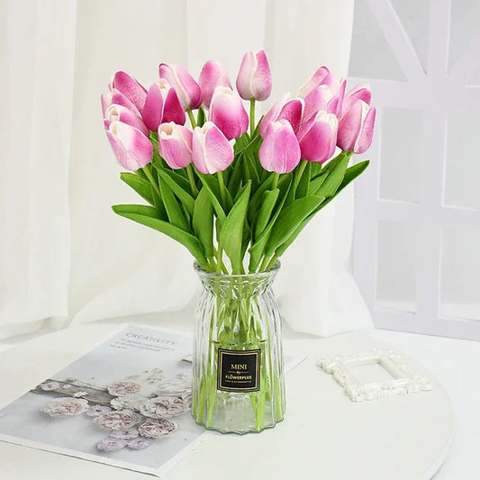 YONGSNOW Tulip Artificial Flowers Real Touch Wedding Bouquet