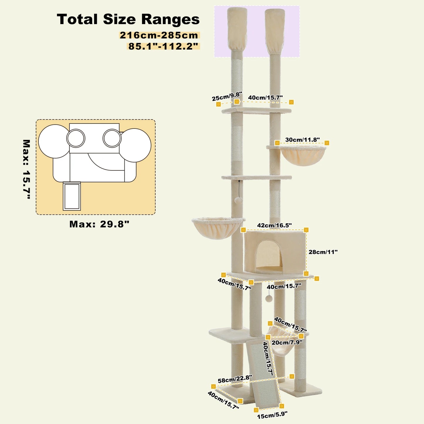PAWZ Road Floor to Ceiling Cat Tree with Sisal Posts
