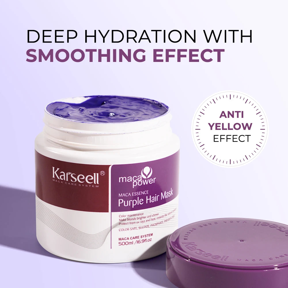 Karseell Purple Hair Mask 16.90 fl.oz 500ml Professional Neutralizes Brass Yellow Tones For Blonde Silver Gray Highlighted Hair
