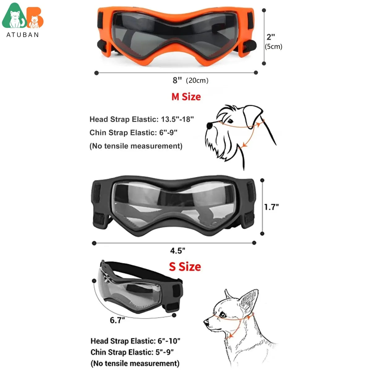 ATUBAN Dog Goggles Small Breed UV Protection Eyewear