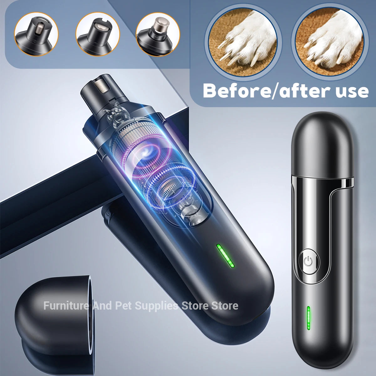 Electric Dog Nail Grinder USB Rechargeable Pet Nail Trimmers Painless