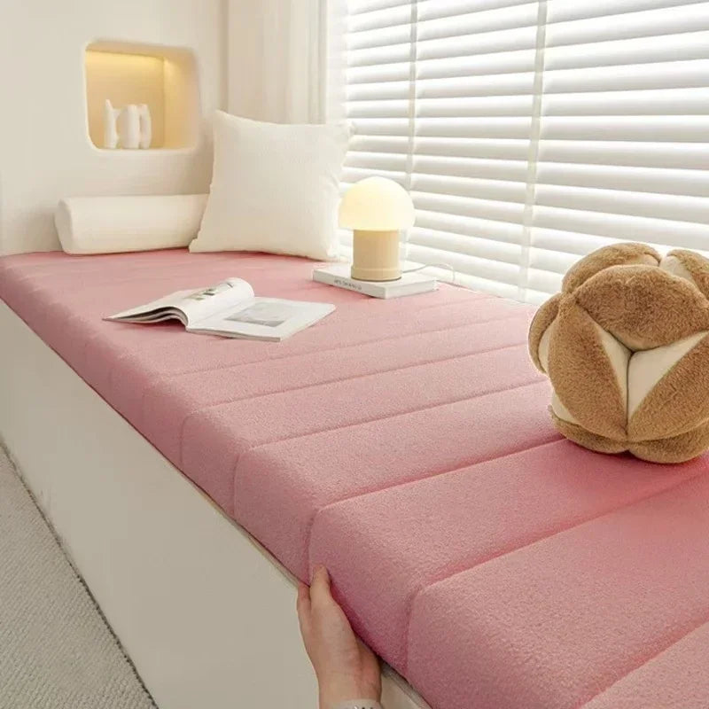 Custom 6cm Long Bench Cushions Teddy velvet Bay Window Chair Seat Long Mattress Padding Seat Pad Decorative Pads Swings