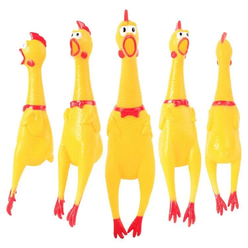 DKSTINYE Squeaky Screaming Chicken Dog Toy Rubber Chew Squeaker