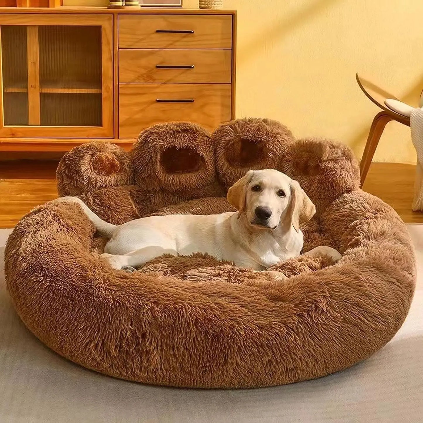 Round Plush Orthopedic Donut Dog and Cat Bed for Pets