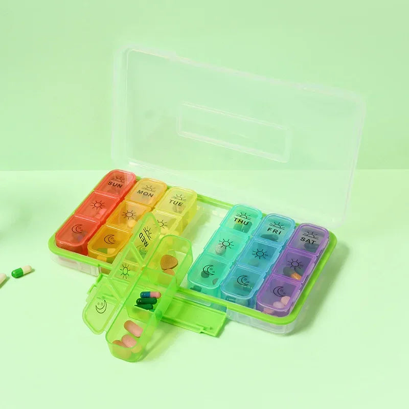 1 Set Pill Box 7 Days Medicine Storage Box 21 Grids 3 Times One Day Portable Travel Weekly Pill Organizer Medicine Organizer