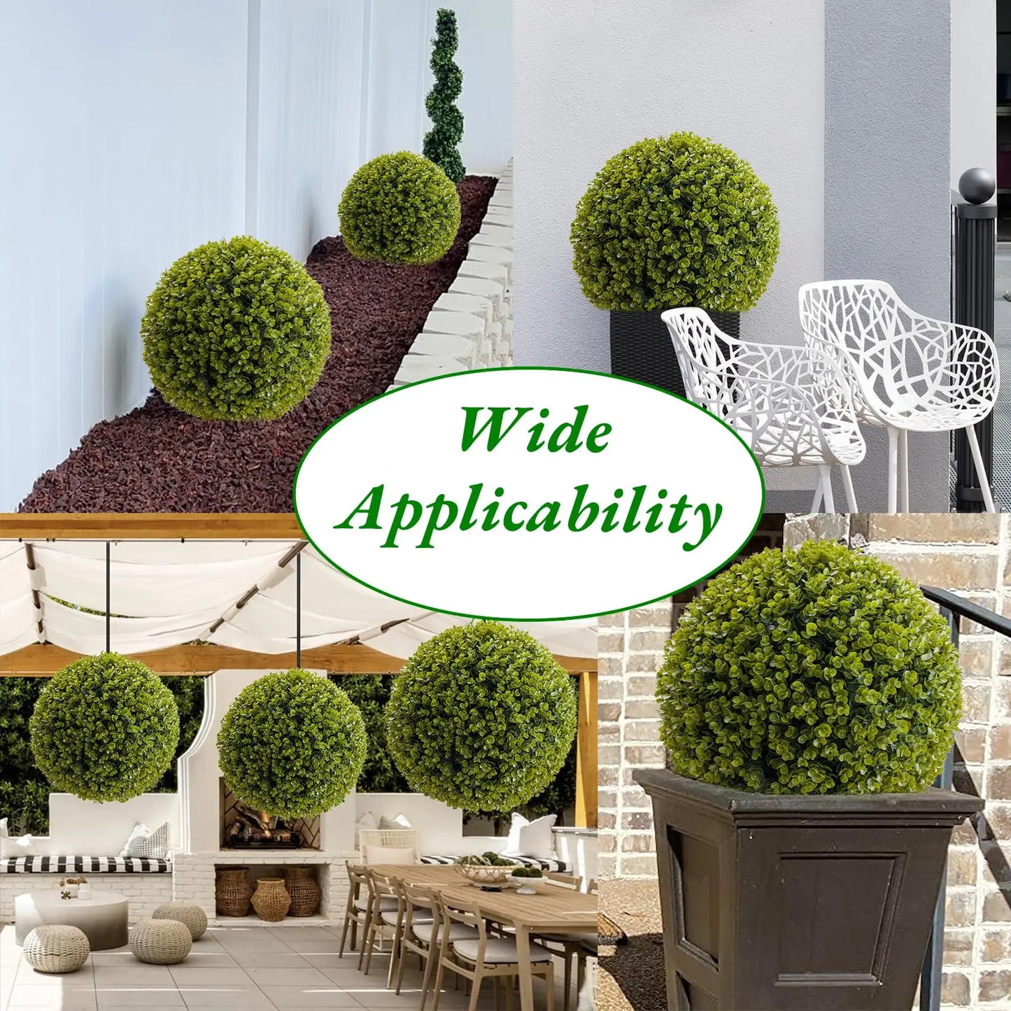 New Topiary Balls Artificial Outdoor Set of 2, Artificial Topiary Cedar Balls for Home Wedding Decor Green 44/48/54/55/59/63 CM