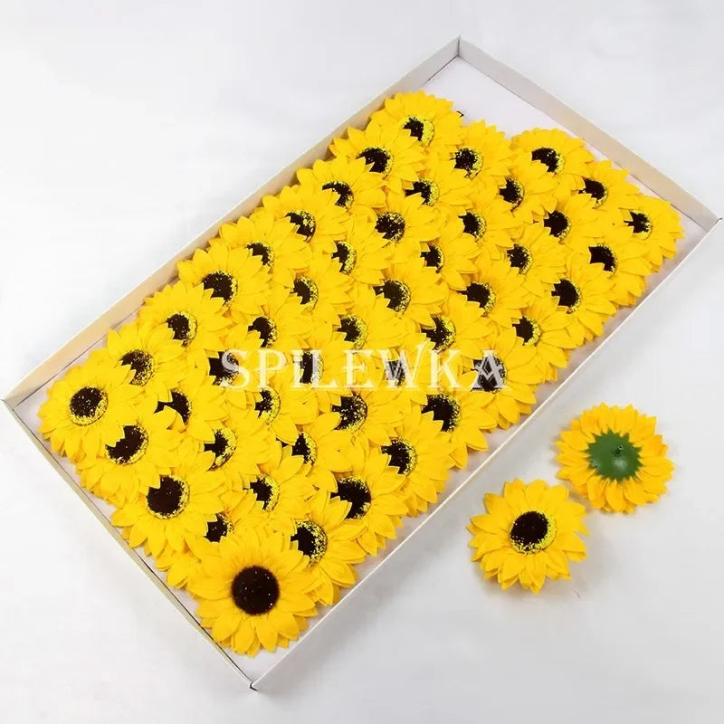 Sunflower Soap Artificial Flower Heads Gift Box Decor DIY