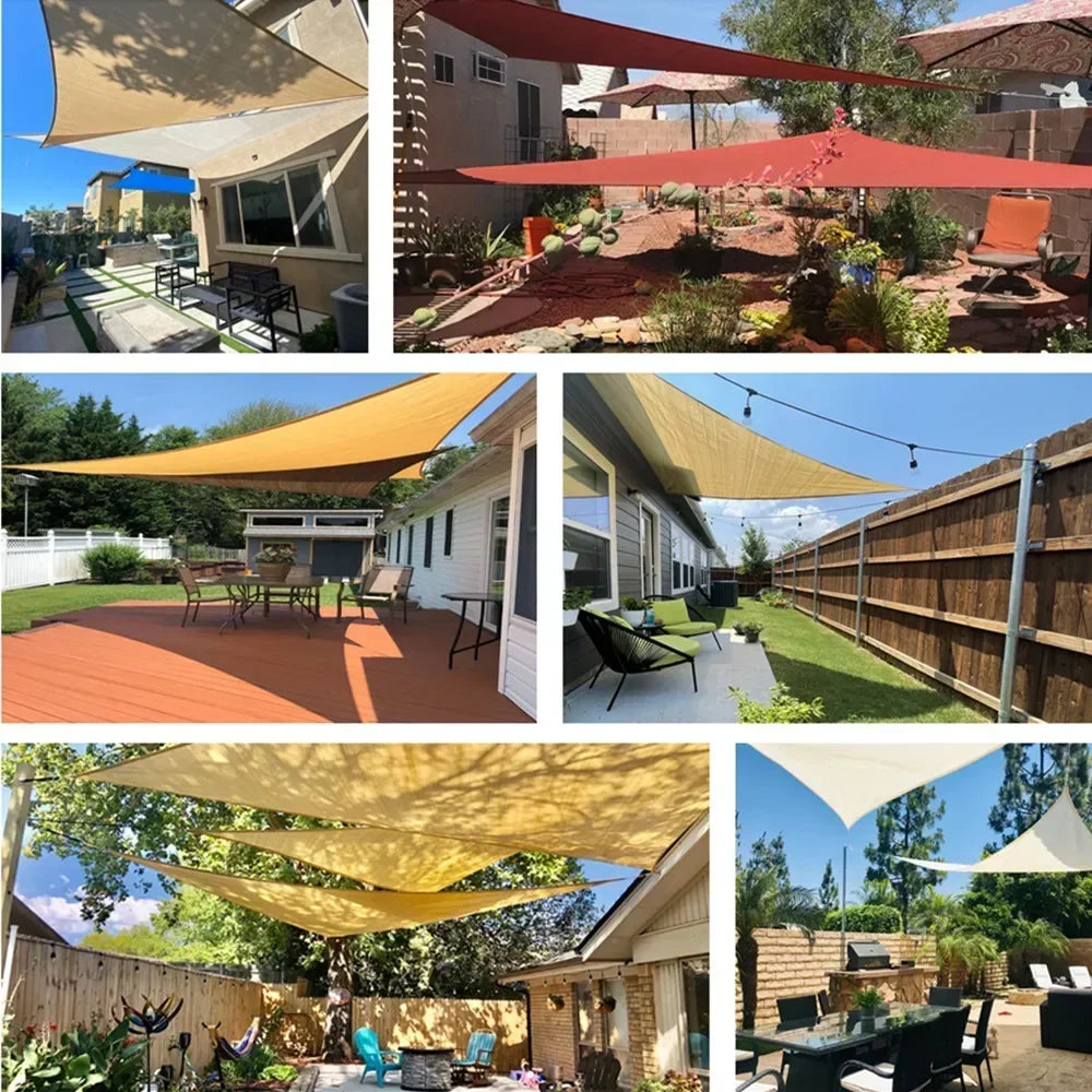 Triangle Sun Shade Sail Canopy UV Block Sunsail With Rope