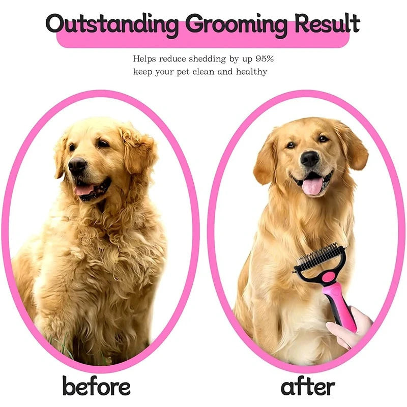 Deshedding Brush for Dogs and Cats Self Cleaning Grooming Tool
