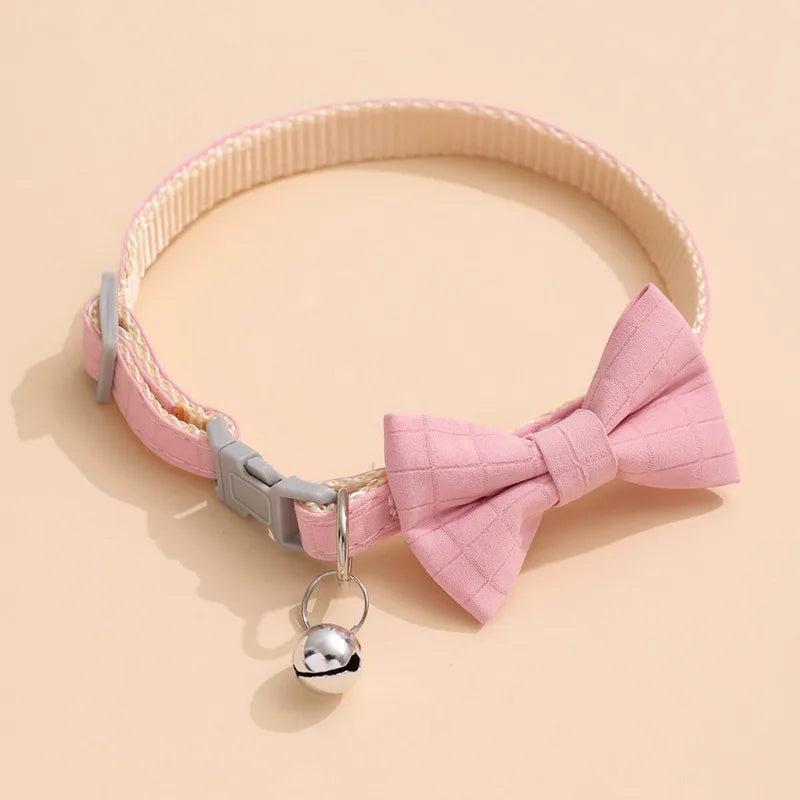 Cat Bow Bell Collar Adjustable Velvet Pet Accessory For Cats