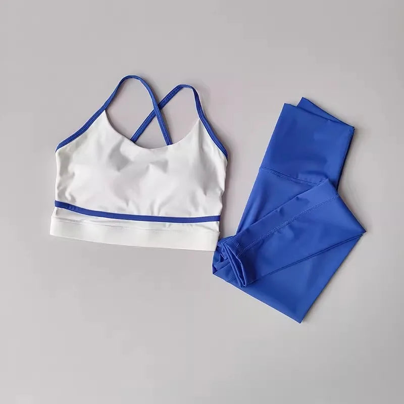 Womens 2 Piece Yoga Set High Waist Leggings Bra Activewear