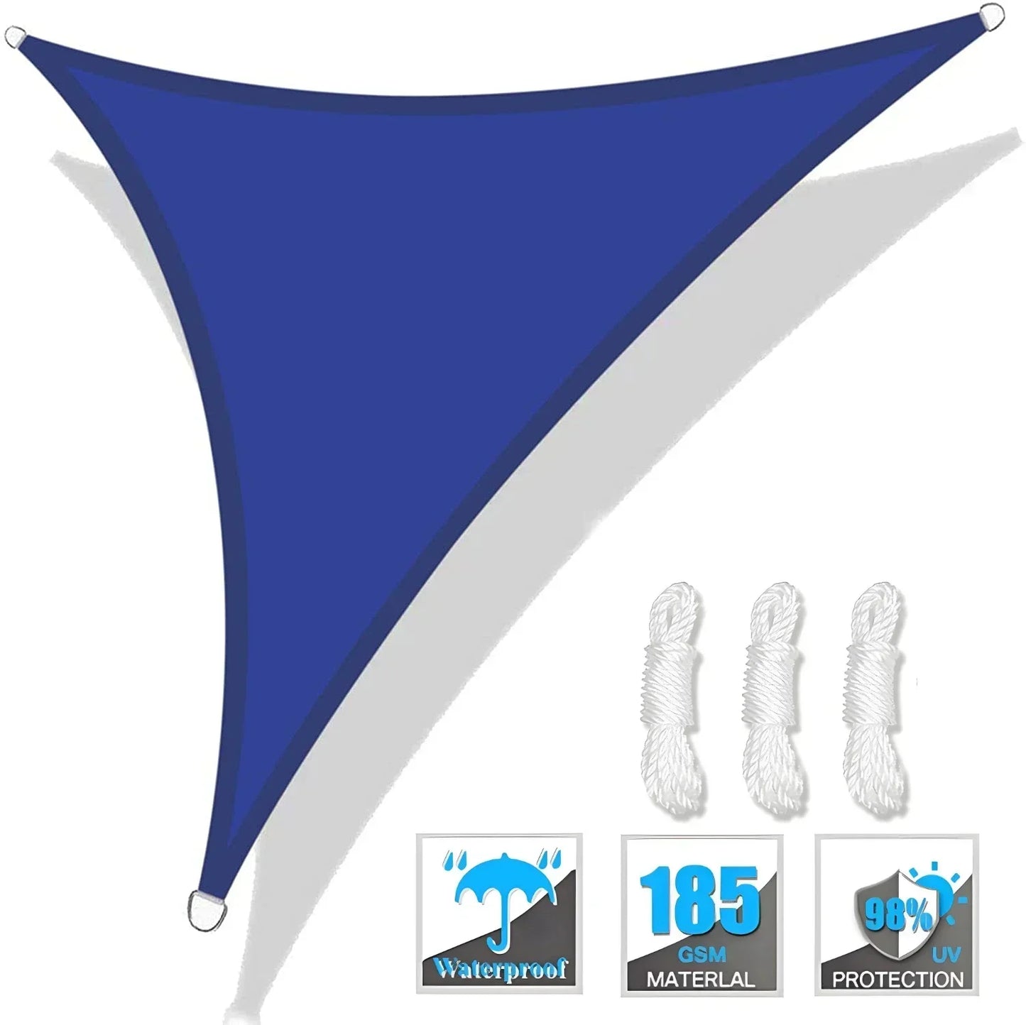 Triangle Sun Shade Sail Canopy UV Block Sunsail With Rope
