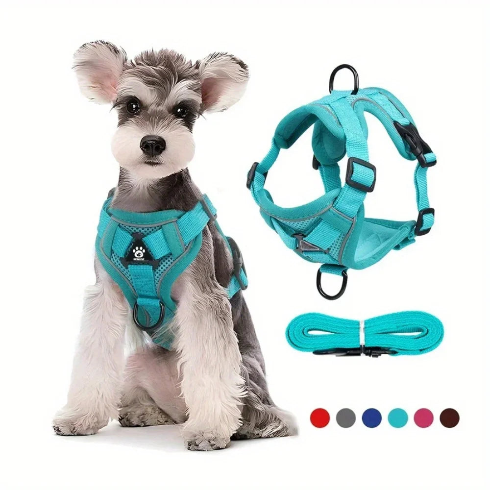 No Pull Dog Harness And Leash Reflective Vest All Weather