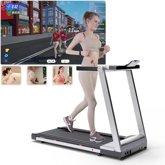 3.5HP Foldable Treadmill 350lbs Adjustable 6% Incline Walkingpad for Home/Office LCD APP Data Treadmills 10MPH Exercise Machine