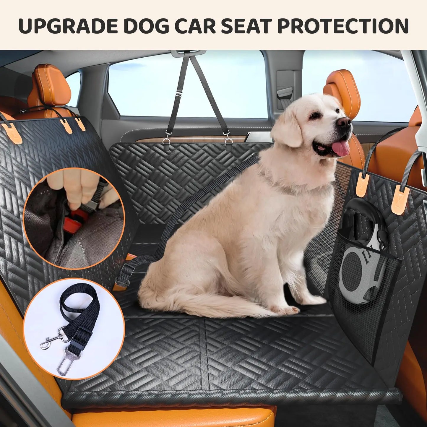 Car Rear Seat Dog Hammock Cover 600D Heavy Duty Extender