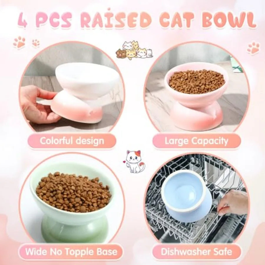 Elevated Tilt Cat Food Bowls For Anti Vomiting Protection