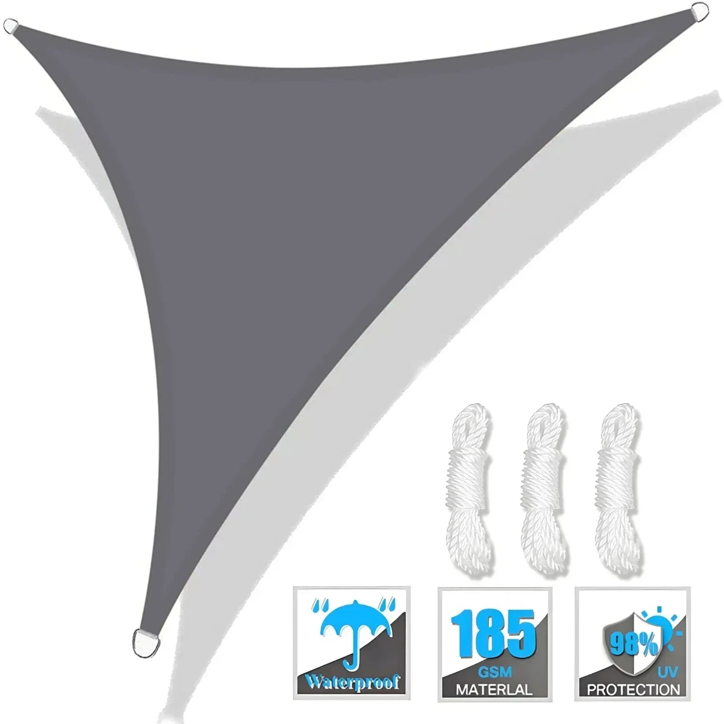 Triangle Sun Shade Sail Canopy UV Block Sunsail With Rope