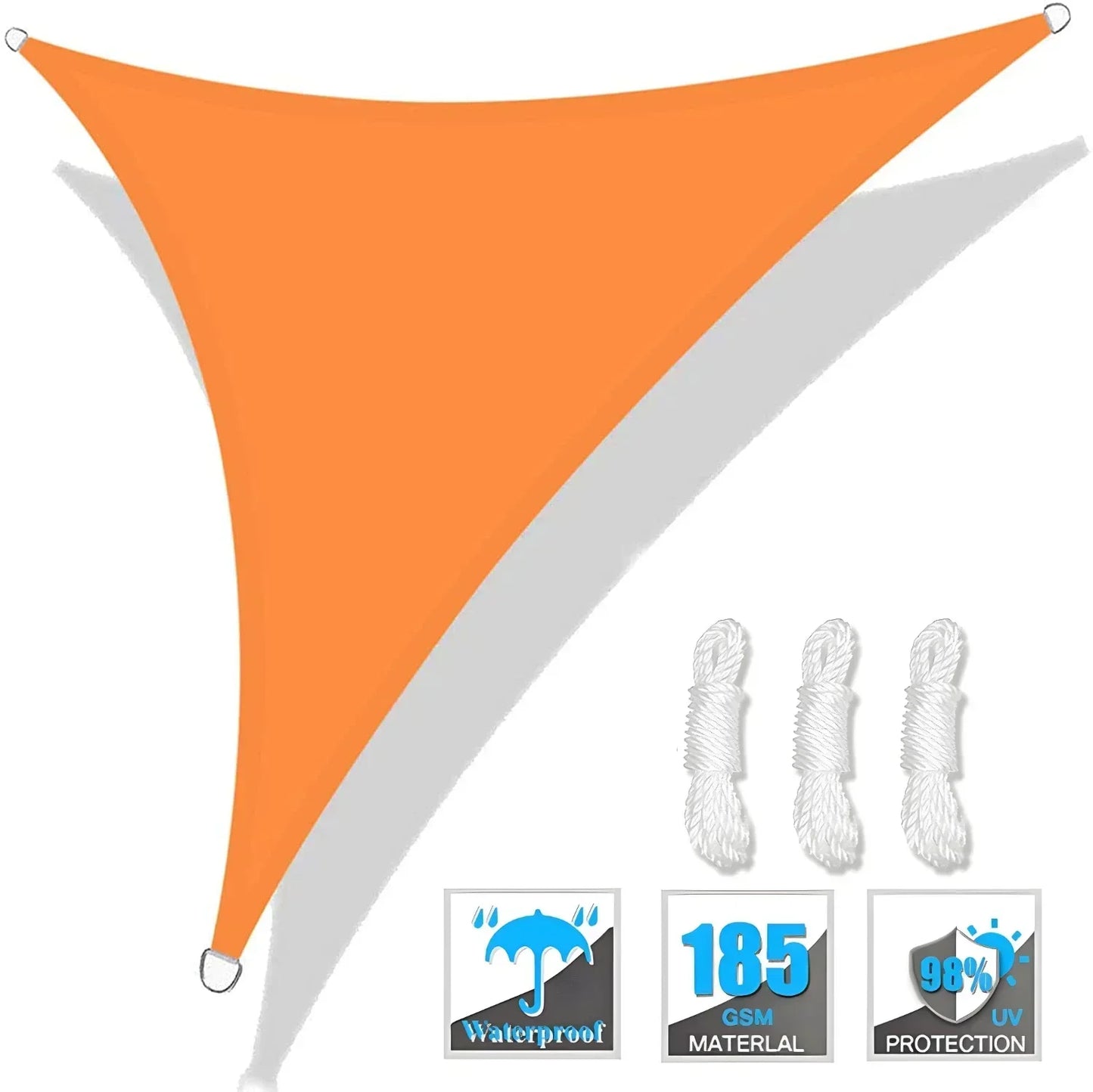 Triangle Sun Shade Sail Canopy UV Block Sunsail With Rope