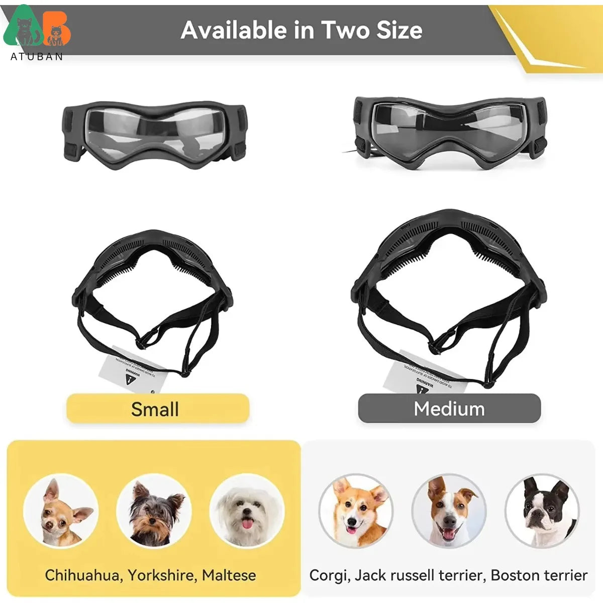 ATUBAN Dog Goggles Small Breed UV Protection Eyewear